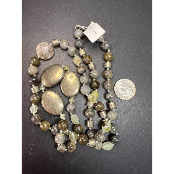 NEW pyrite and labradorite 32 inch necklace with sterling silver clasp - Picture 15 of 15